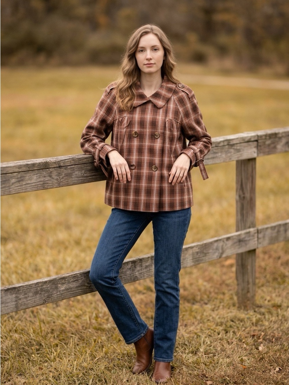 NWT Liz Claiborne Plaid Double-Breasted Women's Jacket